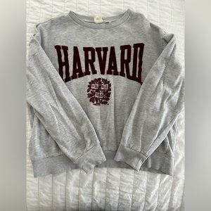 H&M Gray Harvard Crop Crewneck Sweater